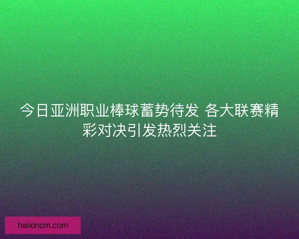 今日亚洲职业棒球蓄势待发 各大联赛精彩对决引发热烈关注